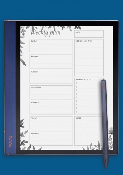 Weekly Plan &amp; Checklist Template for BOOX Note