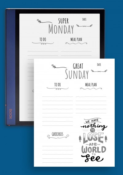 Weekly Planner with Goal Quotes Template for BOOX Note