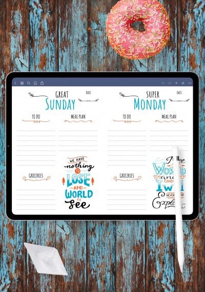 Notability Weekly Planner with Goal Quotes Template
