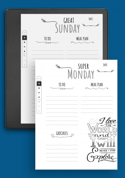Kindle Scribe Weekly Planner Template with Goal Quotes