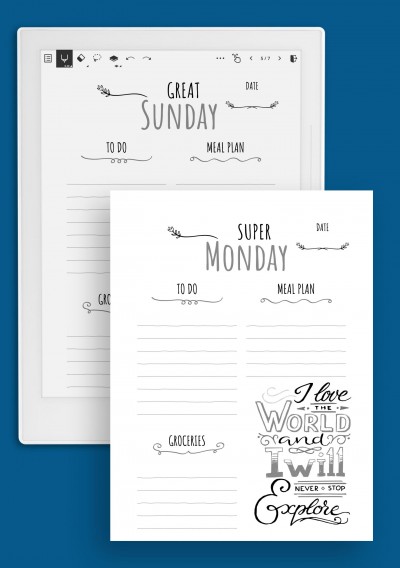 Supernote A5X Weekly Planner with Goal Quotes Template