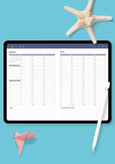 GoodNotes Weekly planner template with goals and priorities