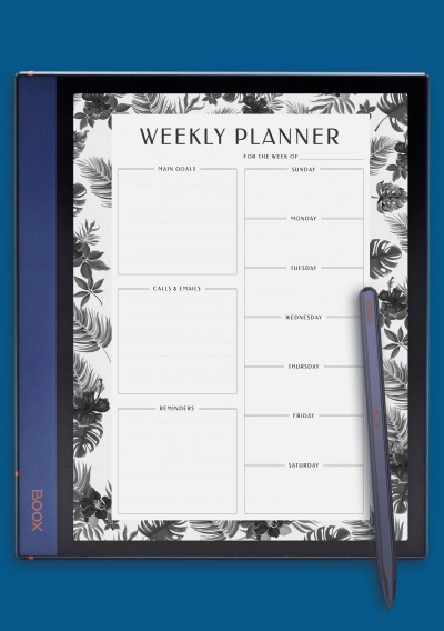 Weekly Planner with Main Goals Template for BOOX Note