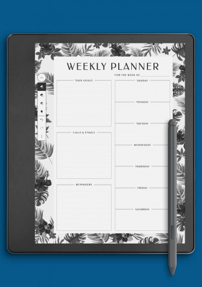 Weekly Planner with Main Goals Template for Kindle Scribe