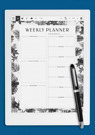 Supernote Weekly Planner with Main Goals Template