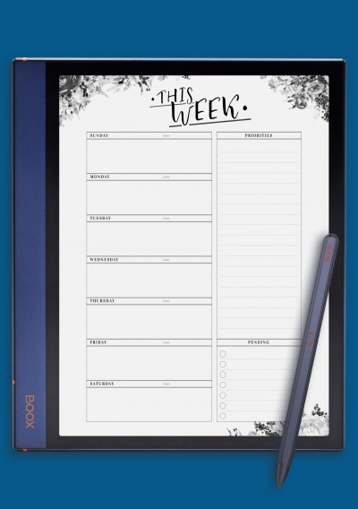 Weekly Planner with Priorities Template for BOOX Note