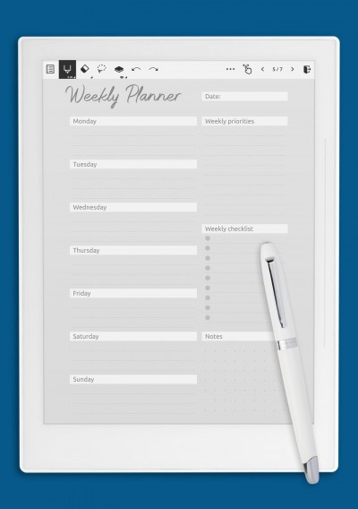 Supernote Weekly Planner Template with Checklist