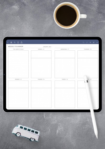 Notability Weekly Planner Template with Dotted Sections