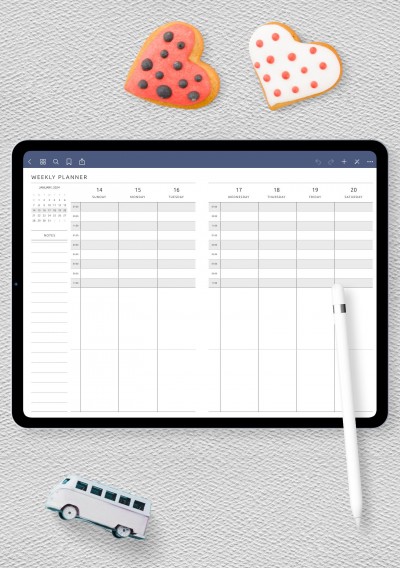 GoodNotes Weekly Planner Template with Notes
