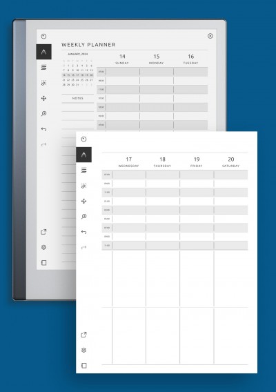 reMarkable Weekly Planner Template with Notes