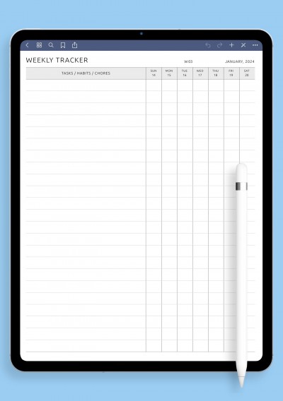 iPad Weekly Tracker Template