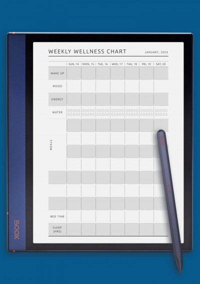 Weekly Wellness Chart Template for BOOX Note