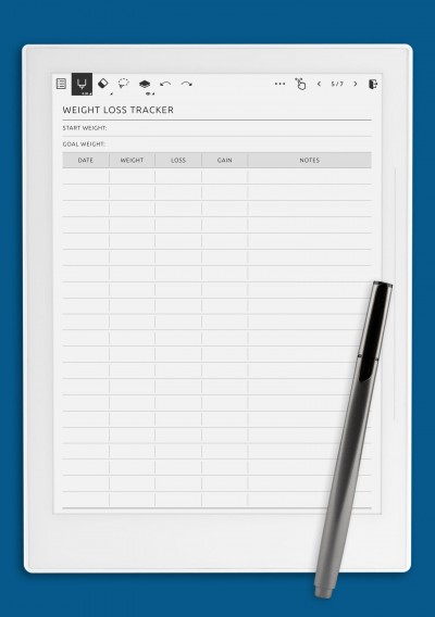 Weight Loss Progress Tracker template for Supernote