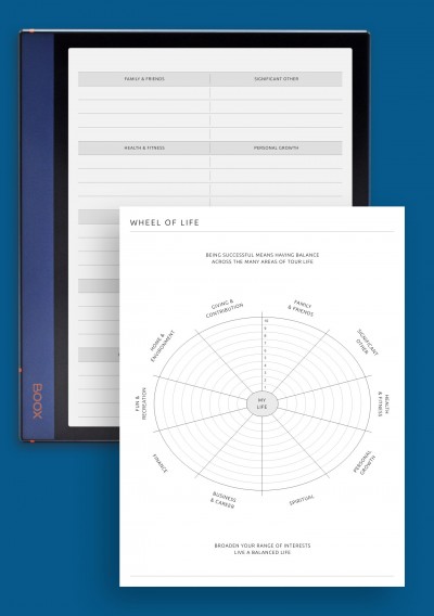 Wheel Of Life Goal Tracker Template for BOOX Note