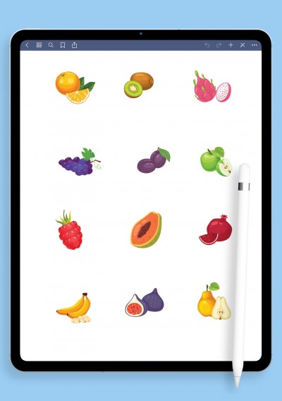 Wonderful Fruits Stickers for iPad: GoodNotes, Notability, Samsung Notes