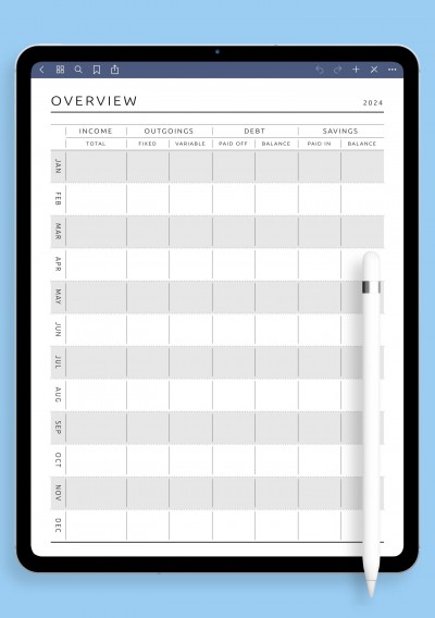 iPad Yearly Budget Overview Template