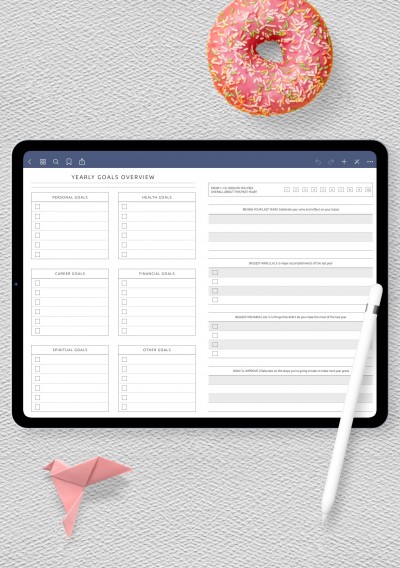 Yearly Goals Overview Template for iPad