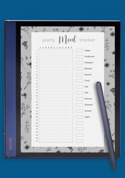 Yearly Mood Tracker Template for BOOX Note