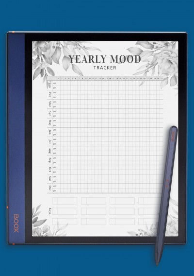 Yearly Mood Tracker Template - Floral for BOOX Note