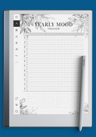 reMarkable Yearly Mood Tracker Template - Floral
