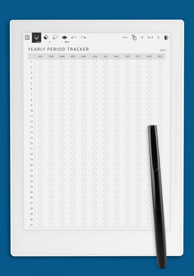 Supernote A6X Yearly Period Tracker Template
