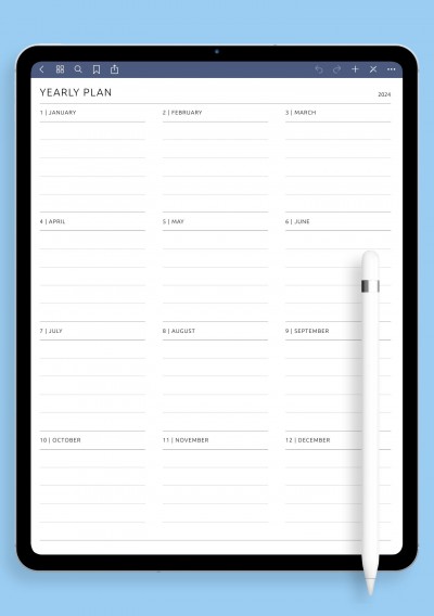 Yearly Plan Template for iPad Pro