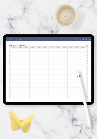 iPad & Android Template Horizontal Yearly Planner