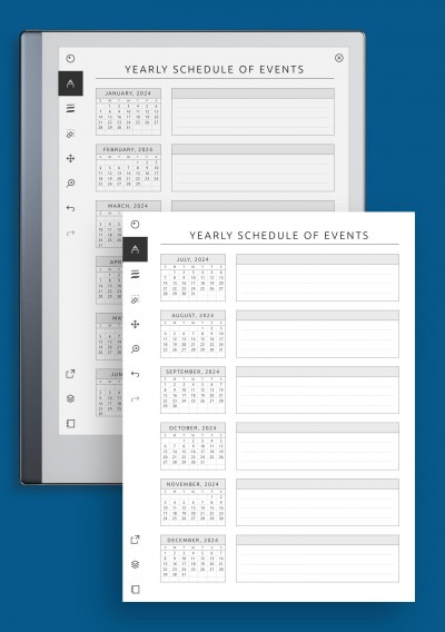 reMarkable Yearly Schedule of Events Template