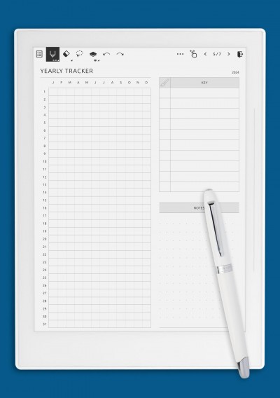 Supernote A5X Yearly Tracker Template