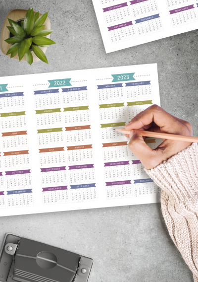 Download Printable 3-year Calendar Template - Casual Style - Landscape ...