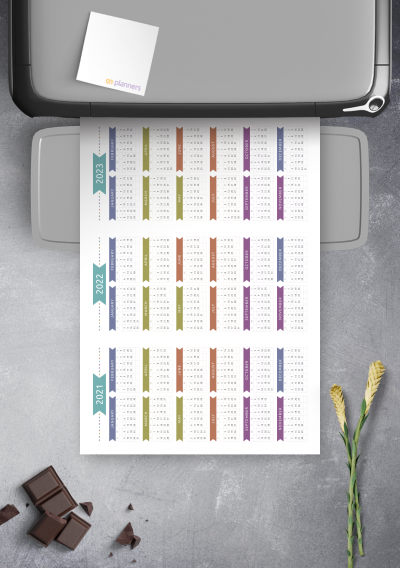 Download Printable 3-year Calendar Template - Casual Style - Landscape ...