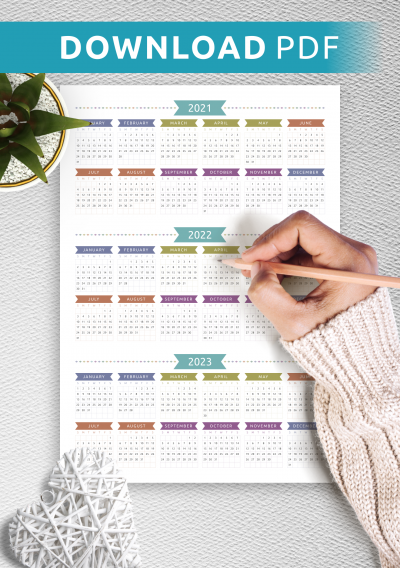 Download Printable 3-year Calendar Template - Casual Style PDF