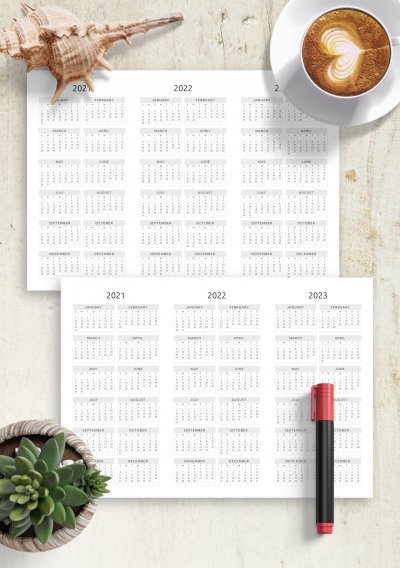 Download Printable 3-year Calendar Template - Original Style ...