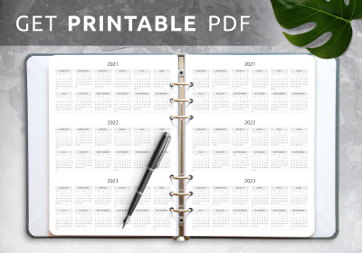 Download Printable 3-year Calendar Template - Original Style PDF