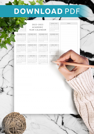 Download Printable Academic Year Calendar Template PDF