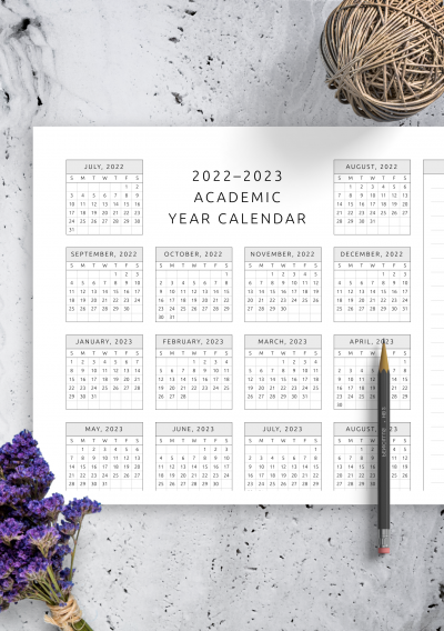 Download Academic Year Calendar Template - Printable PDF
