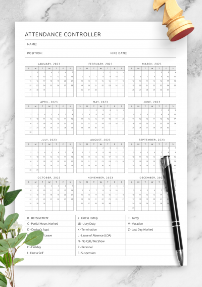 Download Attendance Controller Template - Printable PDF