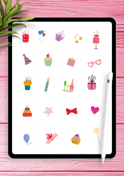 Download Birthday Party Sticker Pack - Printable PDF
