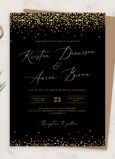Download Black and Gold Wedding Invitation - Printable PDF