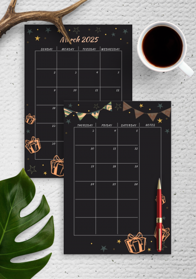 Download Black Monthly Birthday Calendar