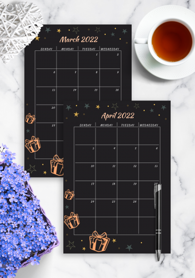 download printable black monthly birthday calendar pdf