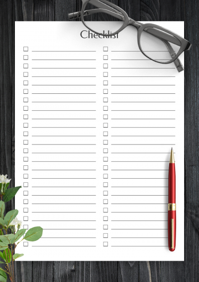 download printable blank checklist template pdf