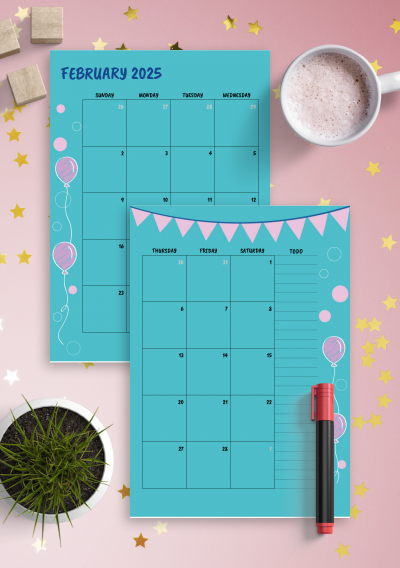 Download Blue Monthly Birthday Calendar