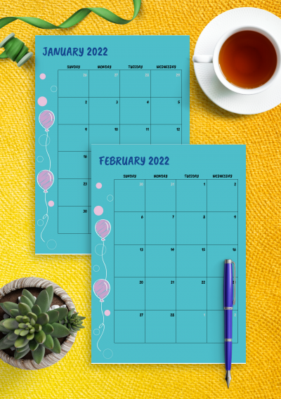 Download Blue Monthly Birthday Calendar