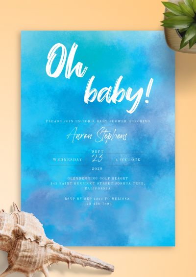 Download Blue Sky Baby Shower Invitation - Printable PDF