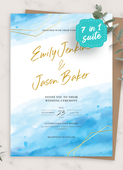 Download Blue Sky Winter Wedding Invitation Suite - Printable PDF