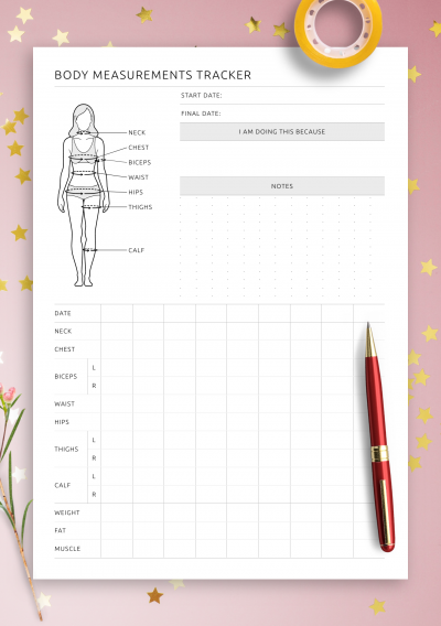 Download Body Measurement Tracker Female - Printable PDF