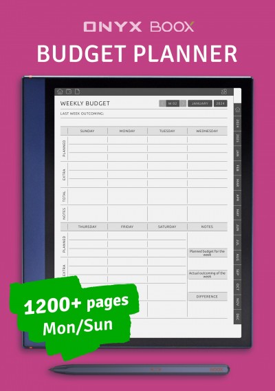 Download BOOX Note Air Budget Planner - Printable PDF