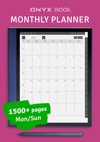 Download BOOX Note Air Monthly Calendar - Printable PDF