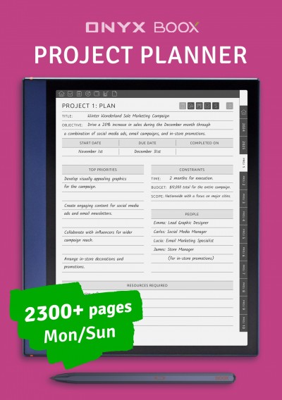 Download BOOX Note Air - Project Planner - Printable PDF